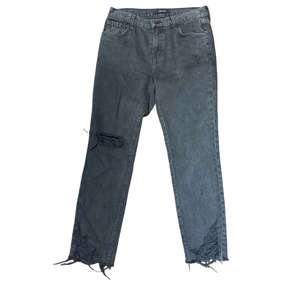 J Brand Johnny‎ Swathe Destruct Distressed Straight Leg Jeans Black JB001578 26